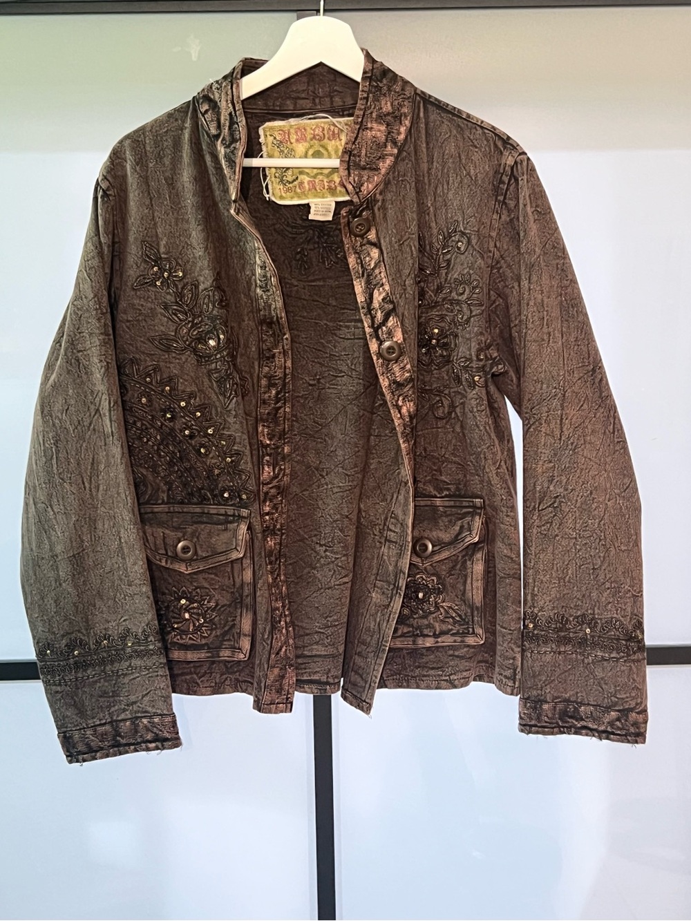 Urban Tribe 1987 Vintage Y2K Embroidered Sequin Boho Jacket L